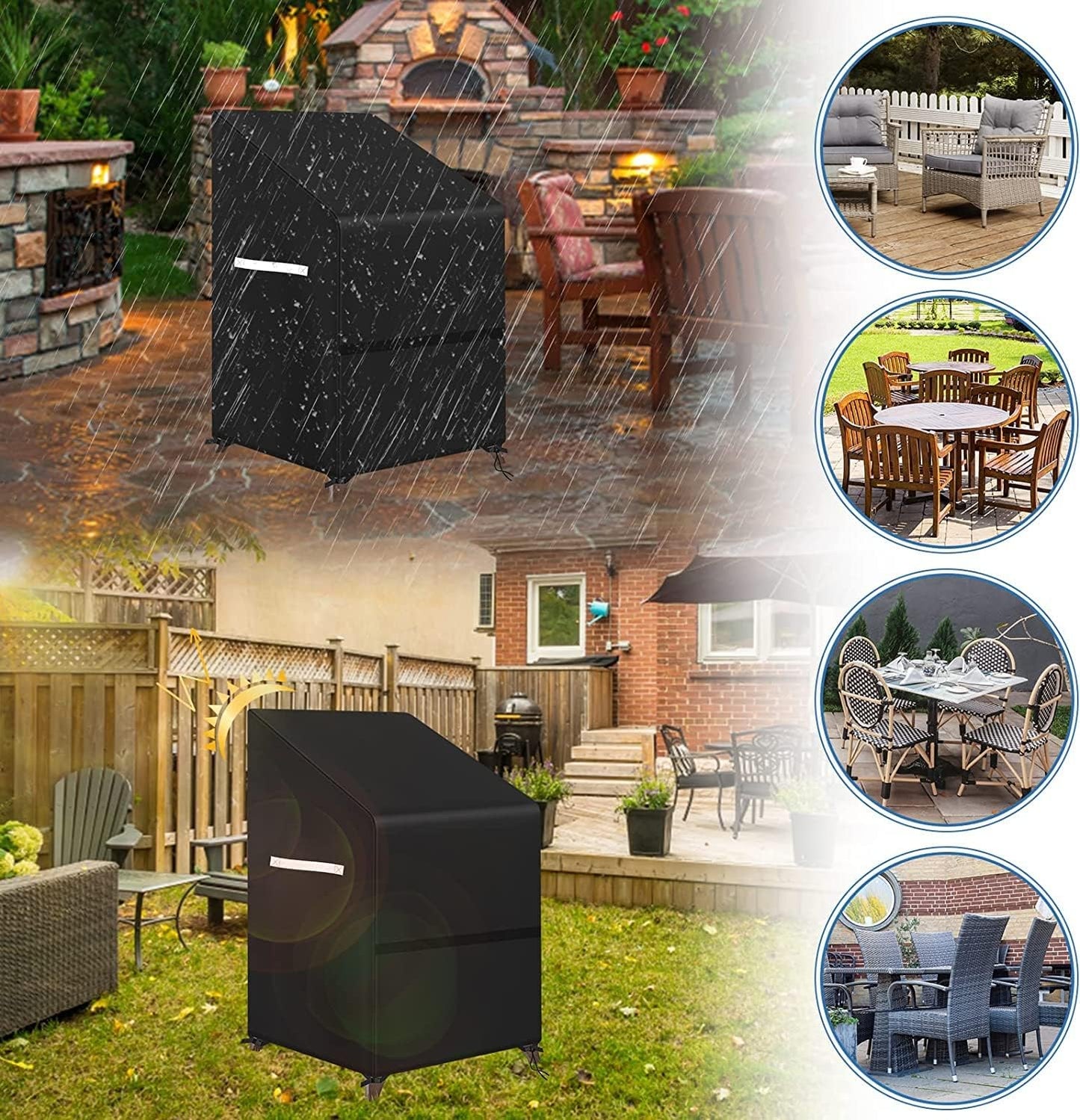 4-6 33"Lx27"Dx48"H Stacking Outdoor Chair Cover Waterproof, Patio Chair Cover Lawn Outside Patio Furniture Covers