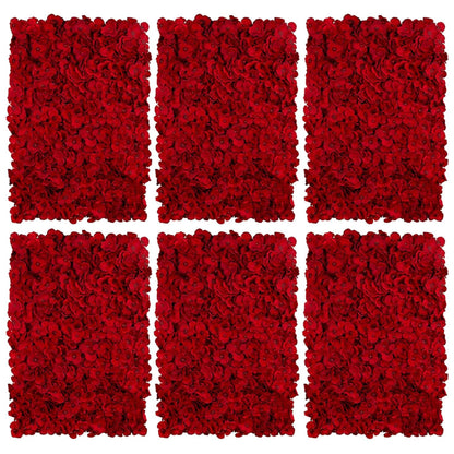GOUZIBHD Red Hydrangea Flower Wall Backdrop for Wedding Party Baby Bridal Shower Home Hanging, 6 PCS Flower Wall Panel Decor, 24 X 16 in Floral Panel Artificial