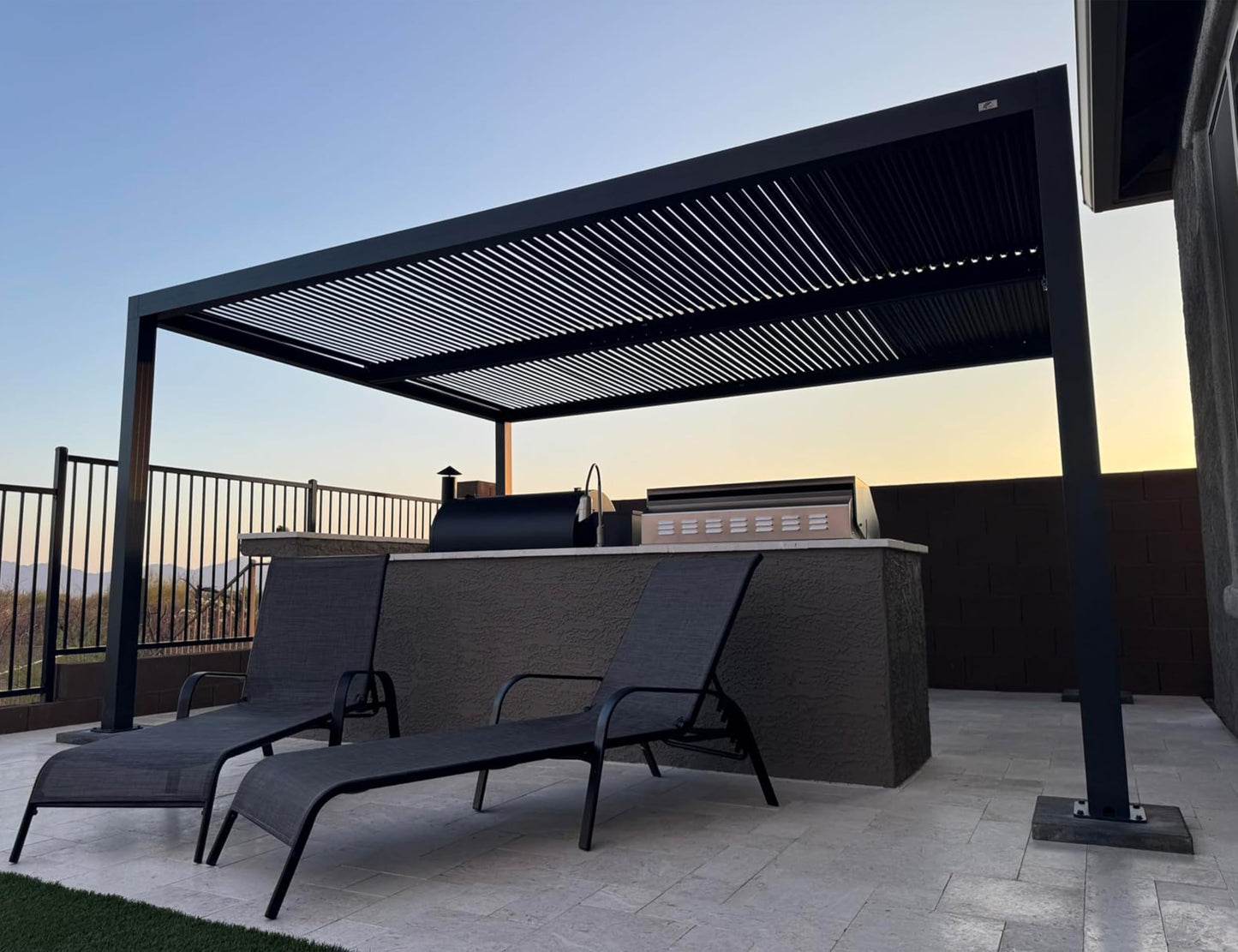 PURPLE LEAF Louvered Pergola 94AS 12' x 14' Outdoor Aluminum Pergola with Adjustable Roof for Deck Backyard Garden Grey Hardtop Gazebo