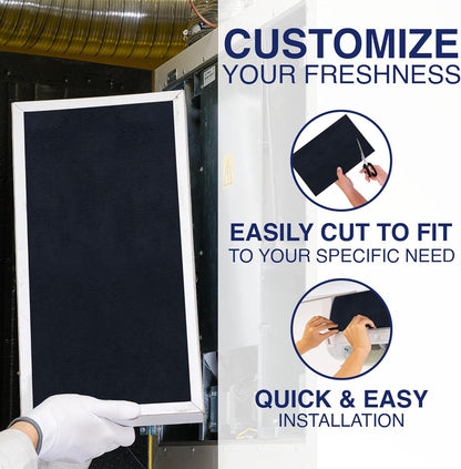 Cut To Fit Air Filter - Carbon Pad Pre Filter for Air Purifiers, Furnace Filters, 1/6" thick, 16" x 48" - 2 Pack