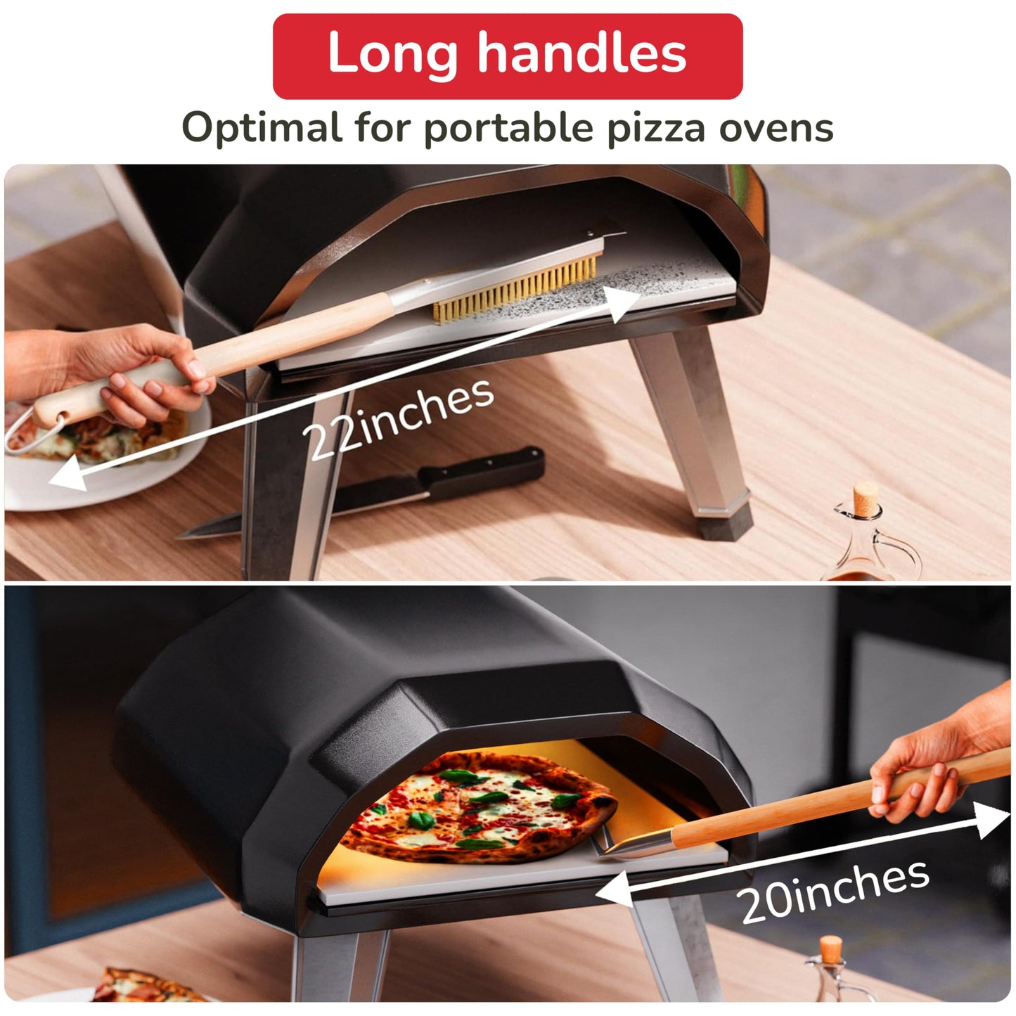Senwosa Pizza Oven & Stone Brush with Scraper, Turning Fork & Bubble Popper Bundle - Essential Accessories & Tools for Any Pizza Oven