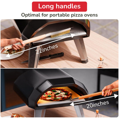 Senwosa Pizza Oven & Stone Brush with Scraper, Turning Fork & Bubble Popper Bundle - Essential Accessories & Tools for Any Pizza Oven