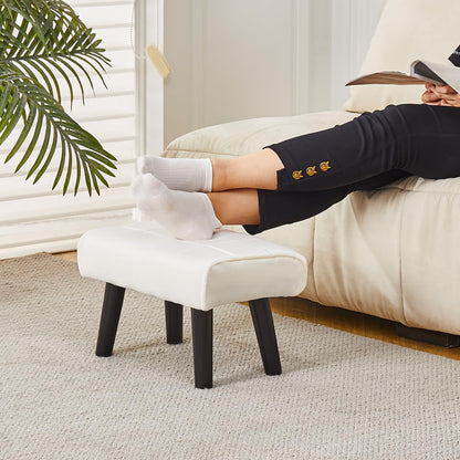 16 inch 1PCS) Wimarsbon Small Foot Stool Ottoman Modern Accent Step Stool Seat with Solid Wood Legs Velvet Soft Padded