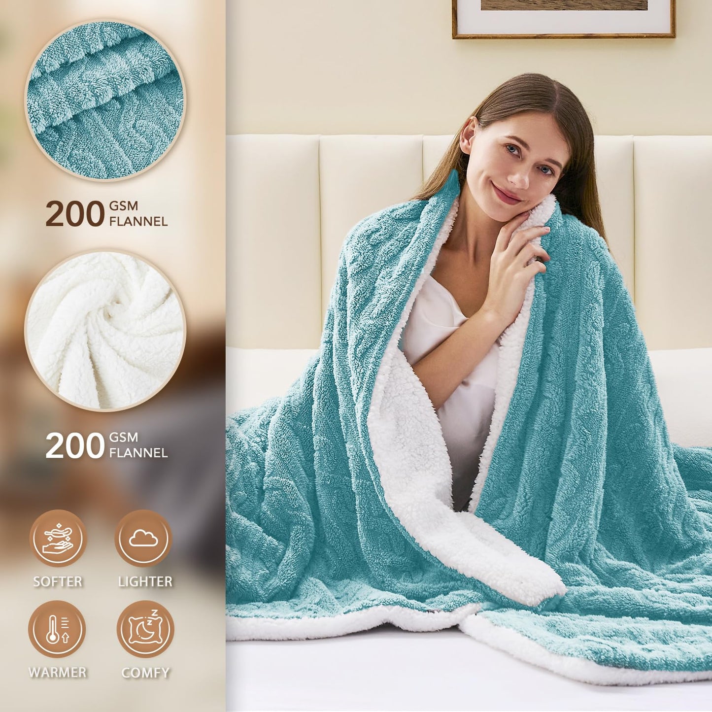Homemate Electric Heated Blanket Twin - 62"x84" Heating Bed Blankets Throw with 10 Heating Levels 8 Hours Auto Off Fast Heating Over-Heated Protection Ultra Soft Warm Flannel ETL Certified Grey