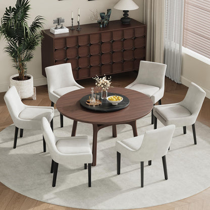 COLAMY Upholstered Dining Chairs Set of 6 with Mid Back and Wood Legs, Modern Accent Side Chairs for Living Room/Dining Room-Beige