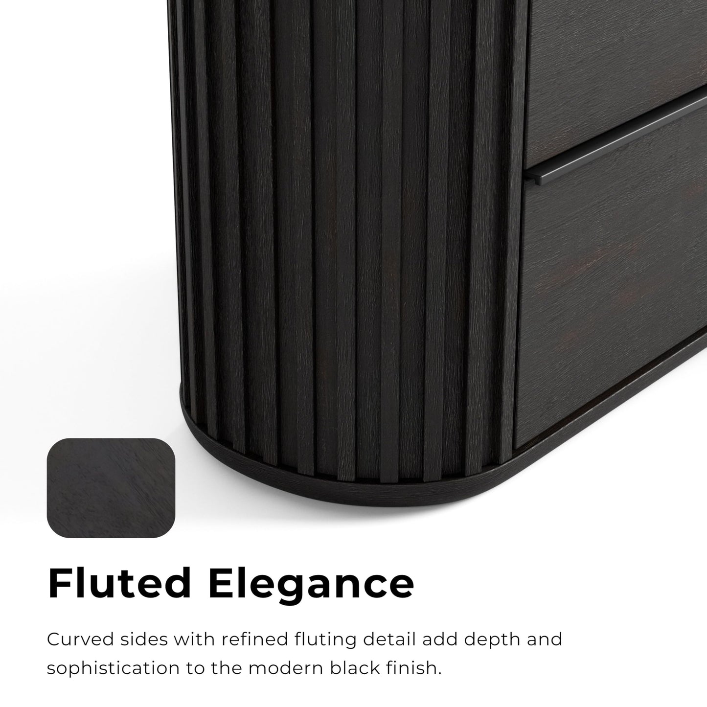 Furniture of America Elizea Modern Contemporary Solid Wood 31-inch 2 Drawers Nightstand with USB Ports, Ball-Bearing Glides, No Assembly Required for Bedroom, Guest Room, Black