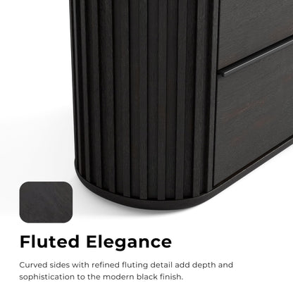 Furniture of America Elizea Modern Contemporary Solid Wood 31-inch 2 Drawers Nightstand with USB Ports, Ball-Bearing Glides, No Assembly Required for Bedroom, Guest Room, Black