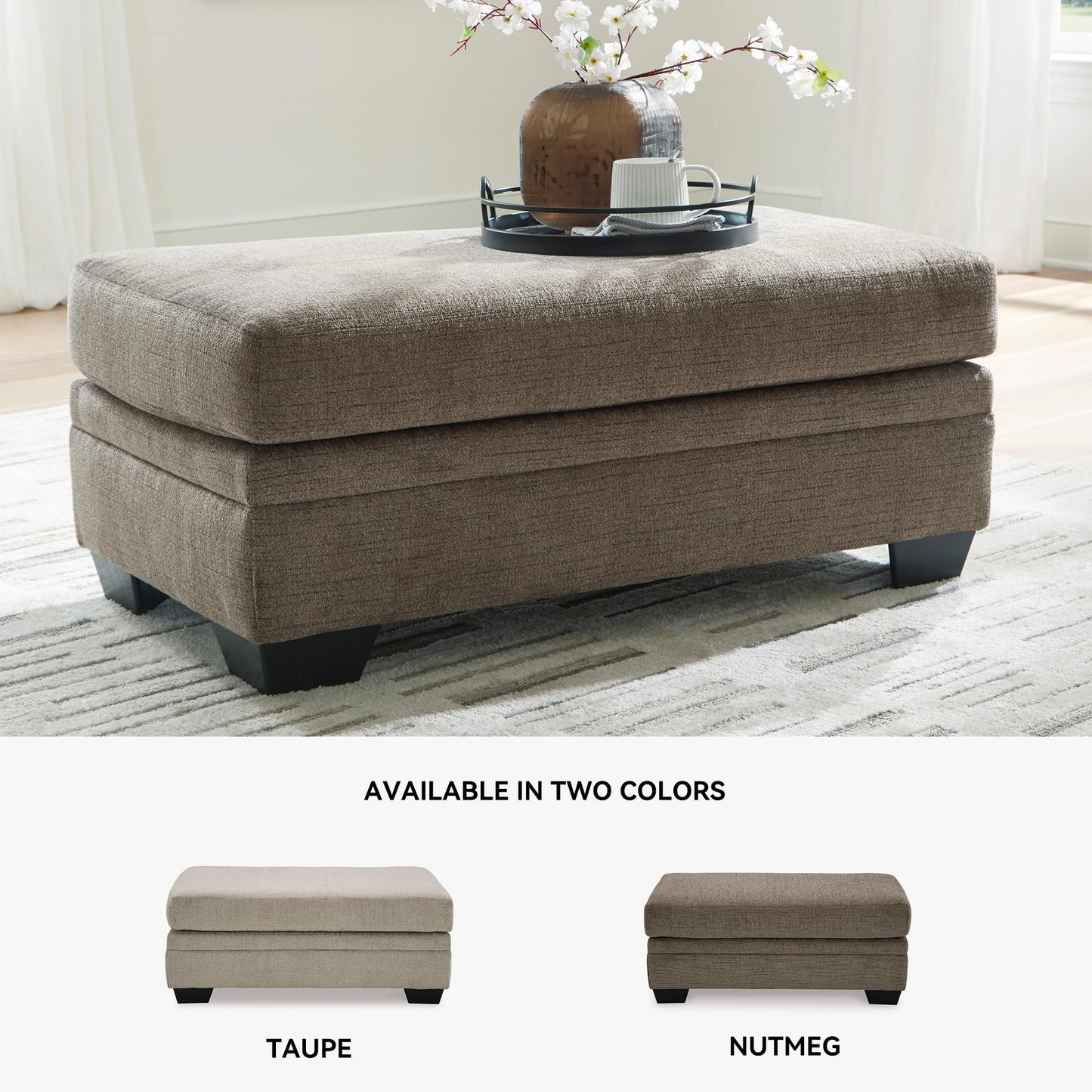 Signature Design by Ashley Stonemeade Modern Ottoman with Foam Cushion, Grayish Brown