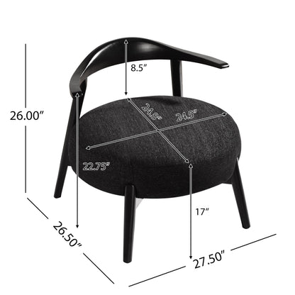 Merax Low-Back Accent Chair Mid Century Modern Upholstered Chair with Curved Backrest for Living Room Bedroom, Boucle Fabric, Birch Wood, Supports 300lbs, Black