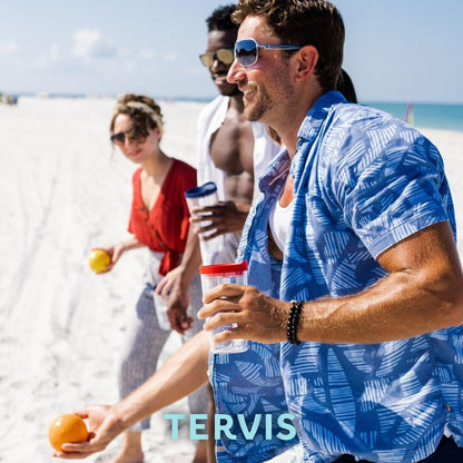 Tervis Made in USA Double Walled Beach House Retreat Collection Insulated Tumbler Cup Keeps Drinks Cold & Hot, 16oz 4pk, Beach Retreat Assorted - No Lid