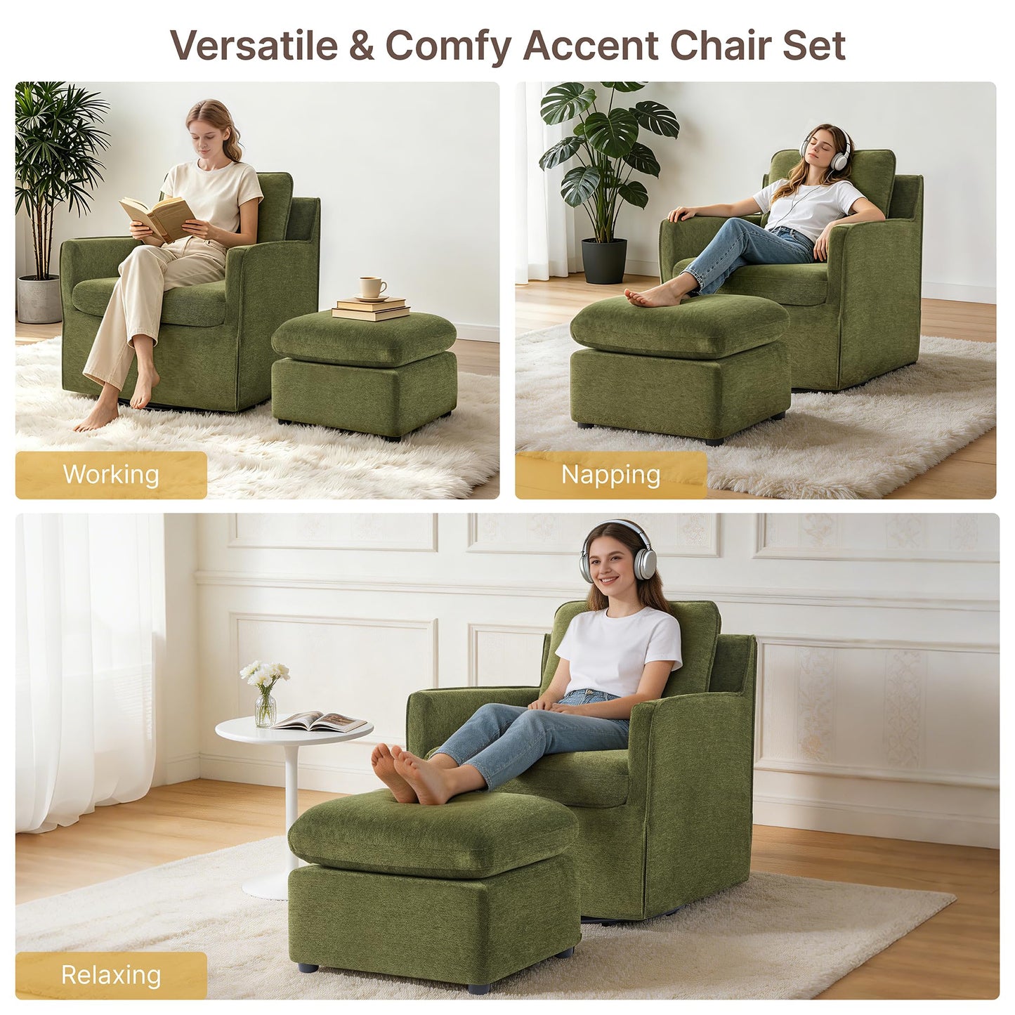 KISLOT Swivel Accent Chair Rocking Recliner 360 Degree Swivel Armchair Machine-Washable Cover for Nursery Living Room Bedroom