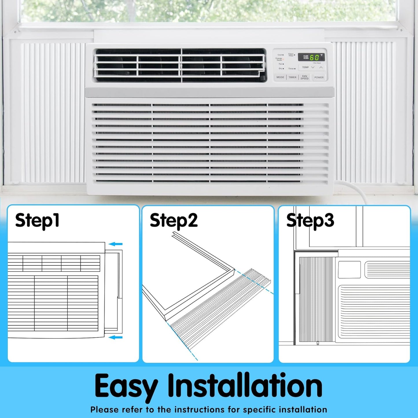 Air Jade Adjustable Window Air Conditioner Side Panels with Frame, Pack of 2 for 14,000 to 22,000 BTU Units