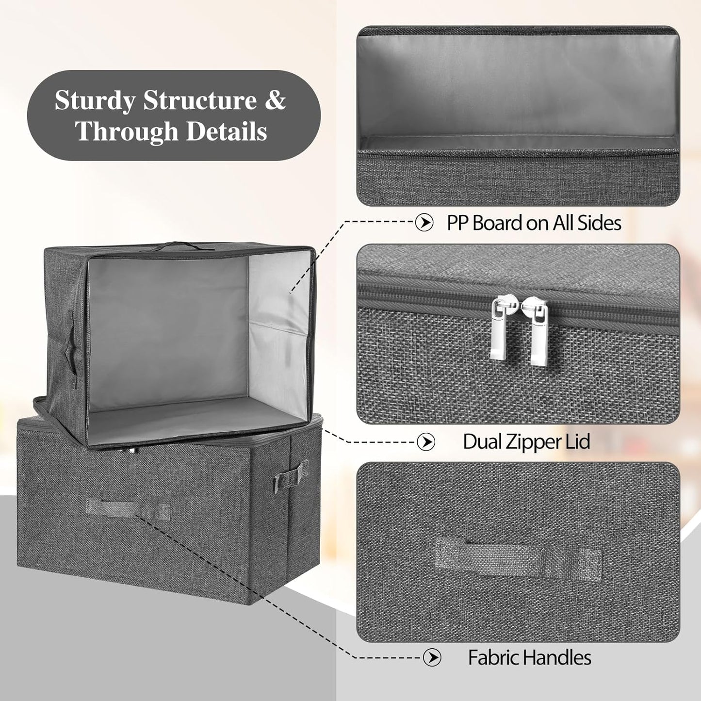 36 Closet ANMINY Storage Bins with Zipper Lids Qt Lidded Fabric Storage Boxes Baskets Cubes with Handles Collapsible