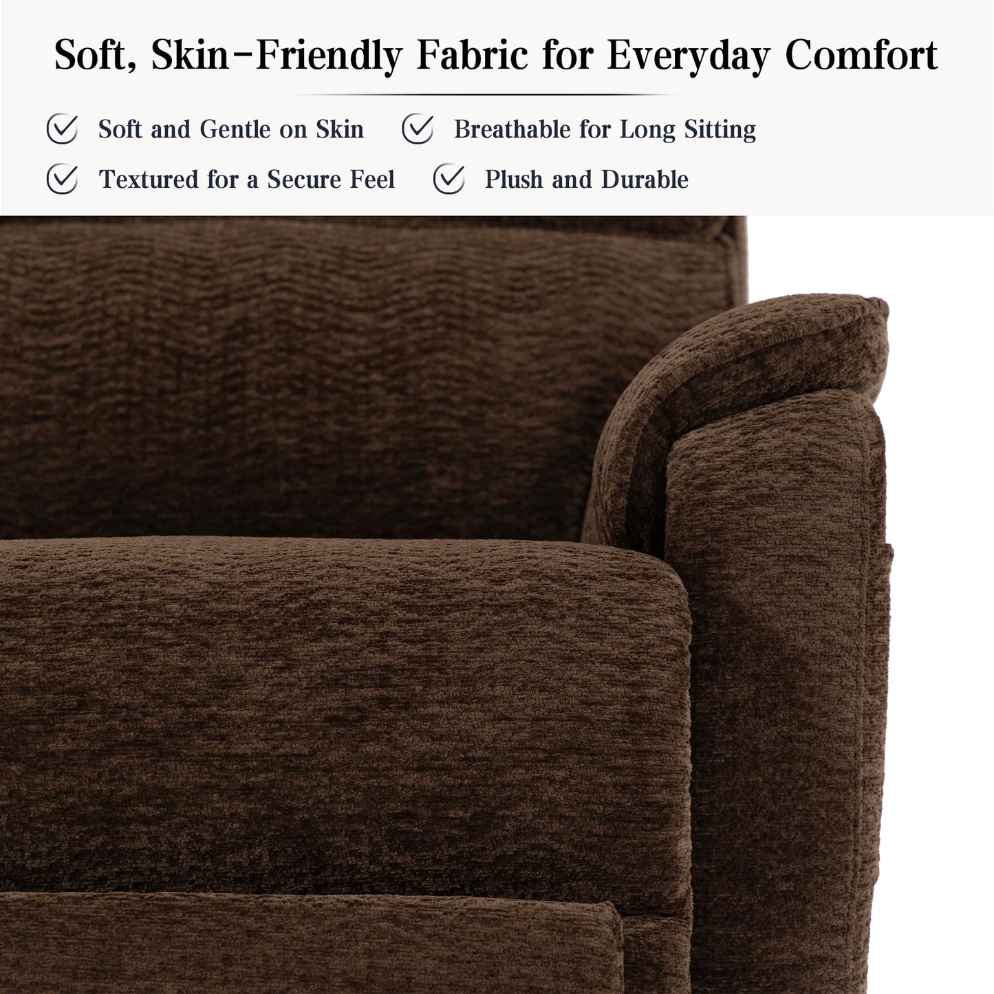 DYNOX 400 lbs Power Lift Recliner Chair for Big and Tall Elderly, Dual Motor Lay Flat Lift Chair with Heat & Massage, 9298L, Chenille Brown
