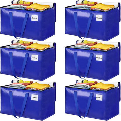 EpicTotes Supplies(125L, 6-Pack, Moving Bags, Storage Bags with Sturdy Handles and Heavy Duty Zippers, Storage Totes