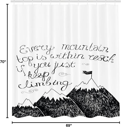Ambesonne Wording Shower Curtain, Sketchy Mountains Hand Writing Style Letters, Cloth Fabric Bathroom Decor Set with