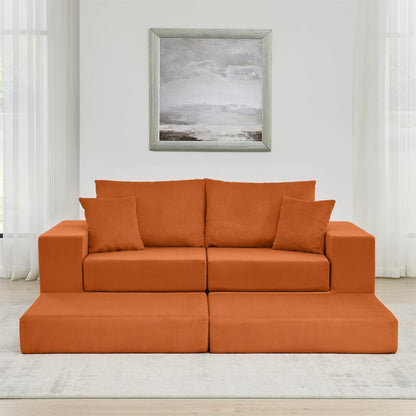 Cloud Modular Sectional Sofa Boneless Couch for Living Room, Modern L-Shaped Corner Couch with Movable Ottomans, Customizable Sleeper Sofa Bed with Pillows for Living Room