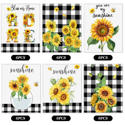 Mindsoft 36 Pcs Spring Sunflower Reusable Paper Towels Rolls Sunshine Washable Bulk Spring Kitchen Towels Paperless Reusable Cloth Cotton Napkins with Cardboard for Kitchen Bathroom Home Decor