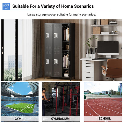 PioneerWorks Metal Locker 6 Door Storage Cabinet, Gym Storage Locker with Hook for Gyms, Schools, Classrooms, Homes, Offices and Employee Dormitories