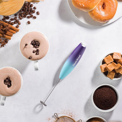 Powerful Handheld Milk Frother, Mini Battery Operated Milk Foamer, Stainless Steel Drink Mixer for Coffee, Lattes,
