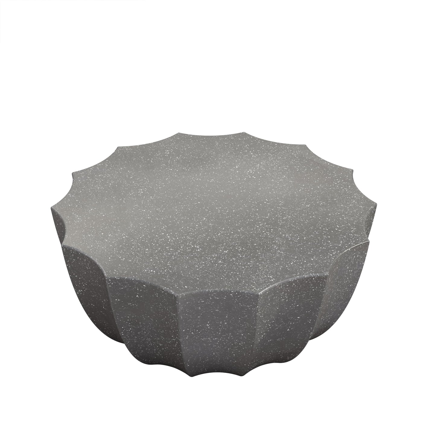 GDFStudio 35.43" Modern Indoor Outdoor Coffee Table, Waterproof Cement Round Table, MgO Concrete Circle Side Table, Creative Shape Small Table for Patio Backyard Living Room, Fully Assembled, Grey