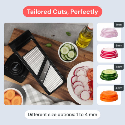 Fullstar 2 in 1 Stainless Steel Mandoline - Adjustable Thickness (1-4mm) - Vegetable Slicer with Julienne Blade for Potatoes, Fruits, Vegetables and Cheese, Food Prep Cutter for Easy Meal Prep