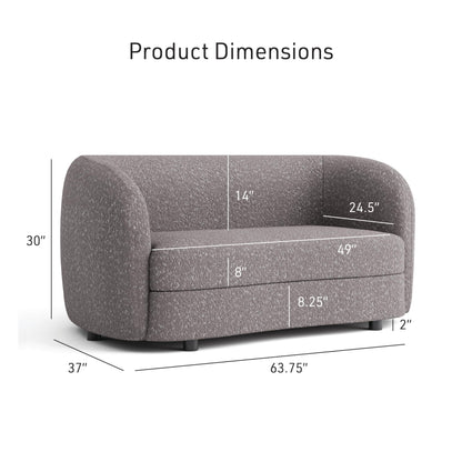 Furniture of America Nimiane Modern Boucle 3 Piece Sofa Set with Curved Arms and Wooden Legs, Accent Furniture Sets for Living Room, Home Office, Bedroom, Lounge, Charcoal Gray