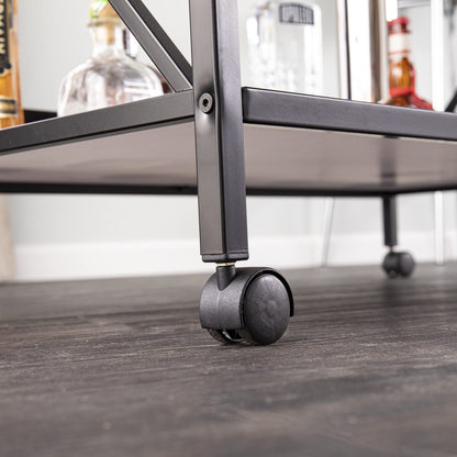 SEI Furniture - Maxton Bar Cart - Transitional Design, Black Iron and Wood - Ideal for Living Room, Home Bar (HZ1221440)