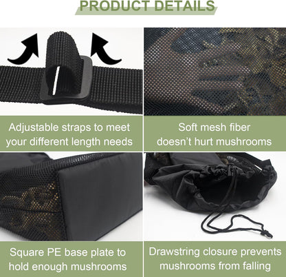 1 Pc Mesh Foraging Bag with Drawstrings & Bottom Support for Mushrooms,Herbs, Wild Plants, Durable Harvesting Morel