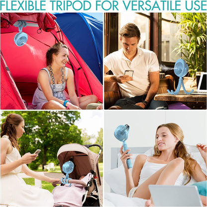 COMLIFE Misting Baby Stroller Fan, Rechargeable Battery Operated, 270° & 360° Pivoting, 50ml Portable Water Sprayer Misting Fan with Flexible Tripod Clip on Car Seat Crib Treadmill Bunk Bed