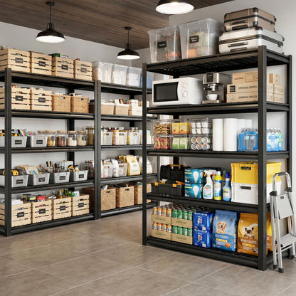 60.1"W Heavy Duty Garage Shelving 5-Tier Metal Storage Shelves,3,000LBS Adjustable Steel Shelving Unit,Industrial Utility Rack for Warehouse Basement Pantry,Kitchen 60.1"Wx24.1"Dx72"H,Black
