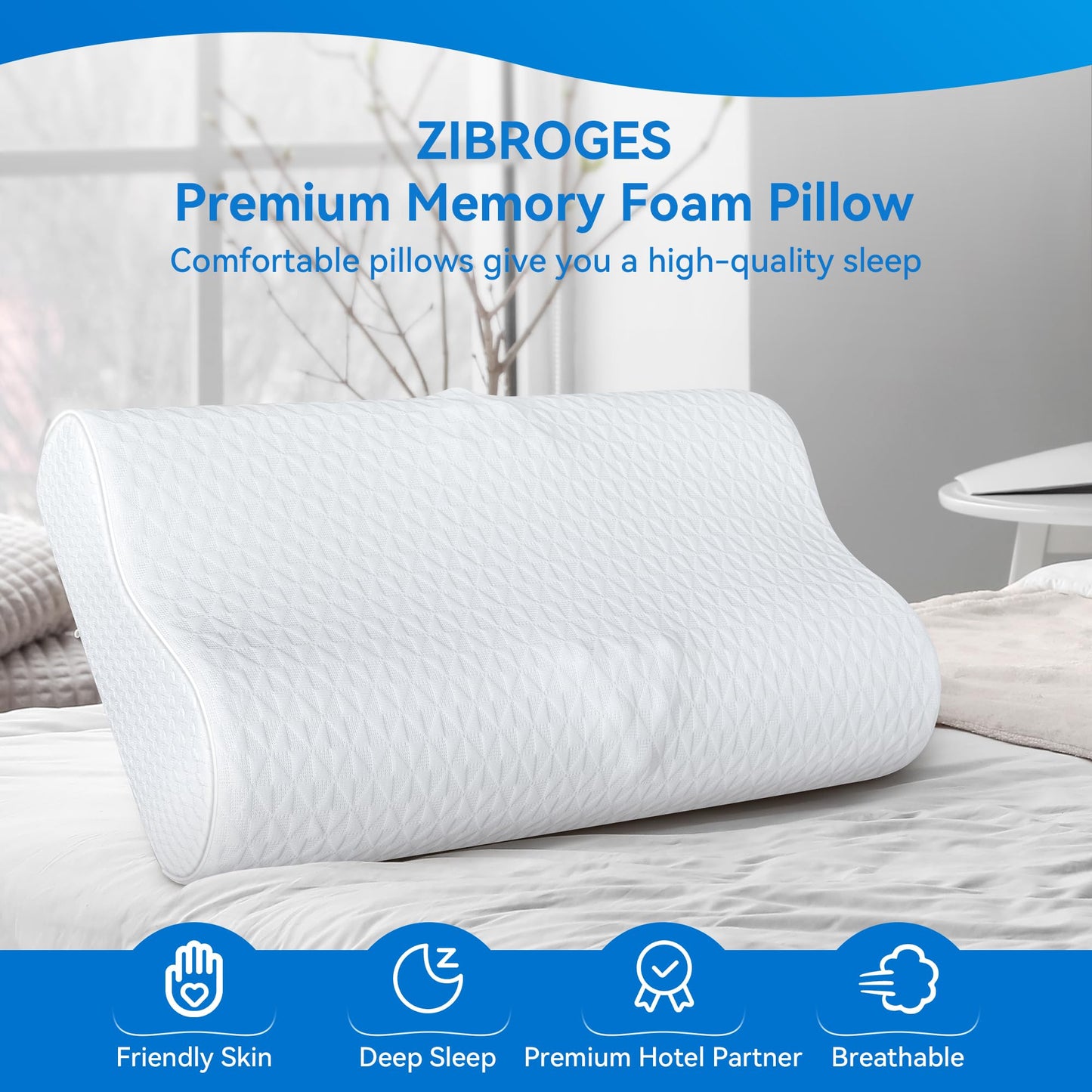 Cervical Neck Pillow for Pain Relief- Queen Size Cooling Pillow for Sleeping, Memory Foam Pillows for Neck Shoulder, Ergonomic Adjustable Contour Bed Pillow for Side, Stomach & Back Sleepers