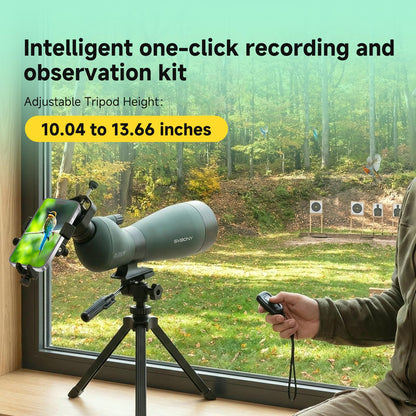 SVBONY SV28 100mm Spotting Scope, with Upgrade Tripod & 3-Axis Phone Adapter, Precise adjustment Aluminum Phone Adapter, Bold, elevable, 360° Adjustable Tripod, Scope for Target Shooting Bird Watching
