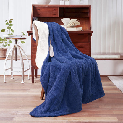 Heated Blanket-Electric Blanket,50"x60" Soft Heated Throw Blanket with 5 Heating Levels & 3 Hours auto-Off,Over-Heat Protection Fast-Heating,Machine Washable（Purple）