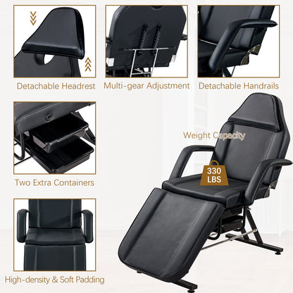 Tattoo Chair Adjustable Folding Salon Bed with Hydraulic Stool Massage Bed for Professional Massage Beauty Spa Black,Bed Table Adjustable Beauty Barber Spa Beauty Equipment 72.8" L x24.4 W x 27.6" H