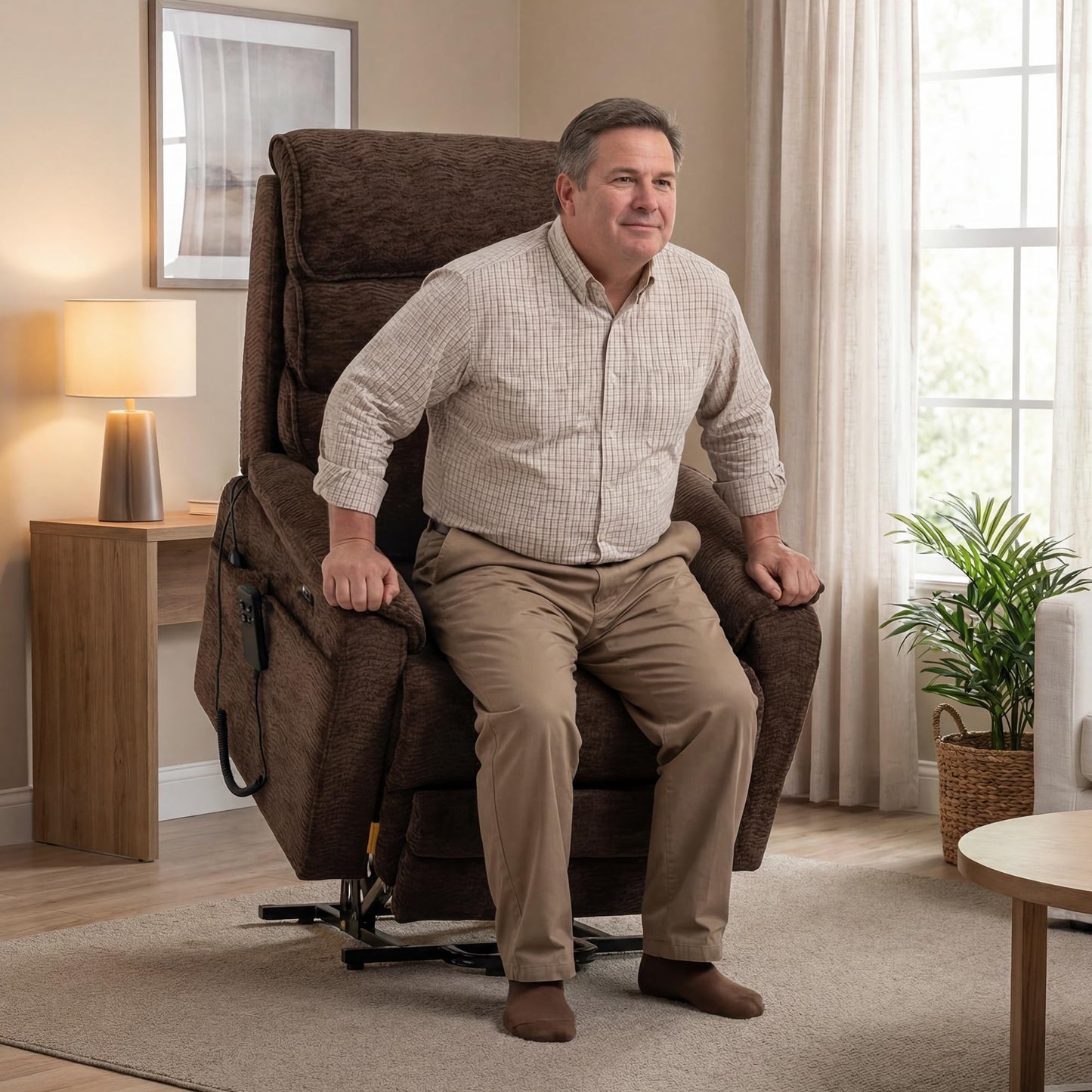 DYNOX 400 lbs Power Lift Recliner Chair for Big and Tall Elderly, Dual Motor Lay Flat Lift Chair with Heat & Massage, 9298L, Chenille Brown