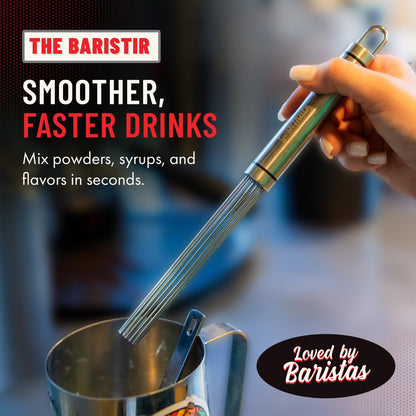 Baristir by Gosh That's Good – Barista Mixing Tool for Coffee Shops | Handheld Stirrer for Coffee, Matcha, Tea | No Clumps, Excellent Foam Control