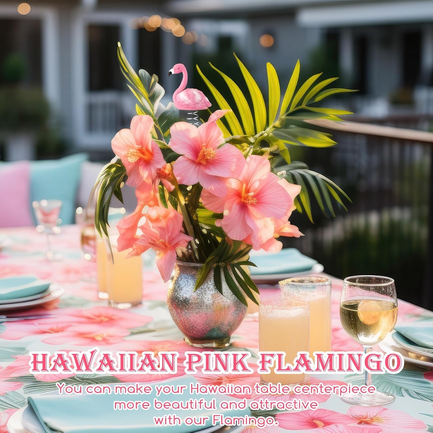 Queekay Mini Flamingo Ornament - 4 Inch Pink Tropical Tree Topper for Summer Party Decor