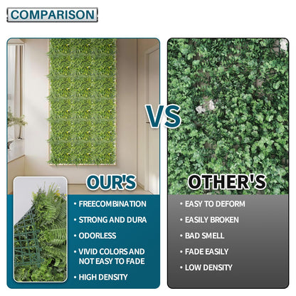 COARBOR 16 Packs 20" x 20" Artificial Boxwood 3D Panels Faux Ivy Fence Privacy Topiary Hedge Plant Fence Grass Wall Panels Backdrop for Balcony Patio Outdoor Indoor, White Yellow Flower