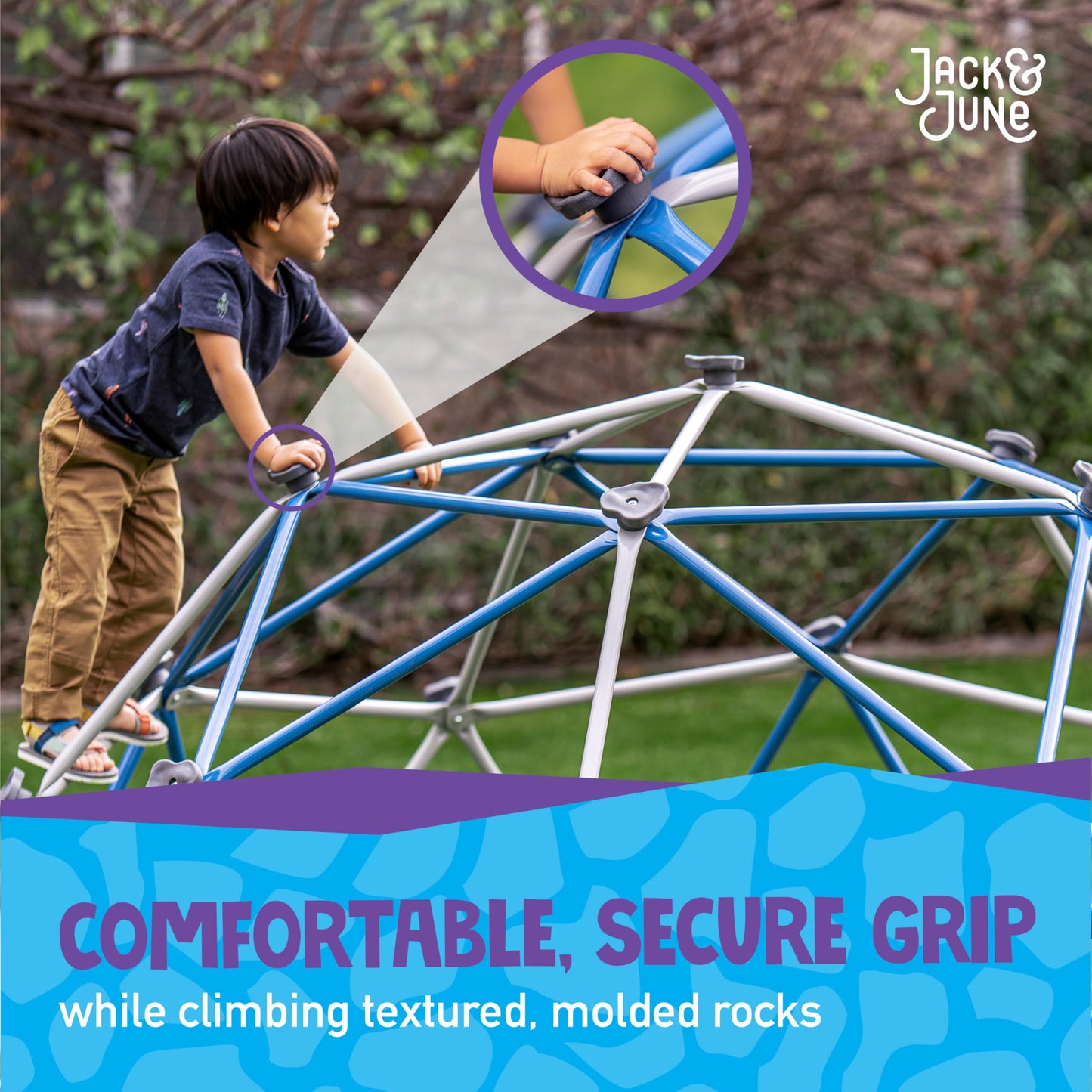 Jack and June Free-Standing Powder-Coated, UV Resistant Steel Jungle Gym Climber, Blue