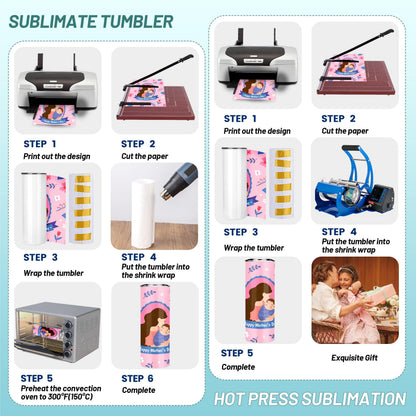 D·S 12 Pack Sublimation Tumblers 20 oz Bulk Skinny Straight Flat Bottom Blank Tumbler Cups with Individual Gift Boxed for Heat Transfer DIY Craft
