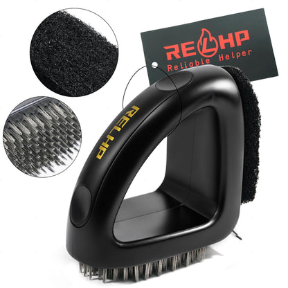 RELHP 4-in-1 Grill Brush [Bristle-Free Sponge Pad & Wire] Combined BBQ Brush,Ultra Safe & Heavy-Duty Grill Cleaner for Outdoor Grill Grill Brush and Scraper Grill Accessories Gifts for Men/Dad