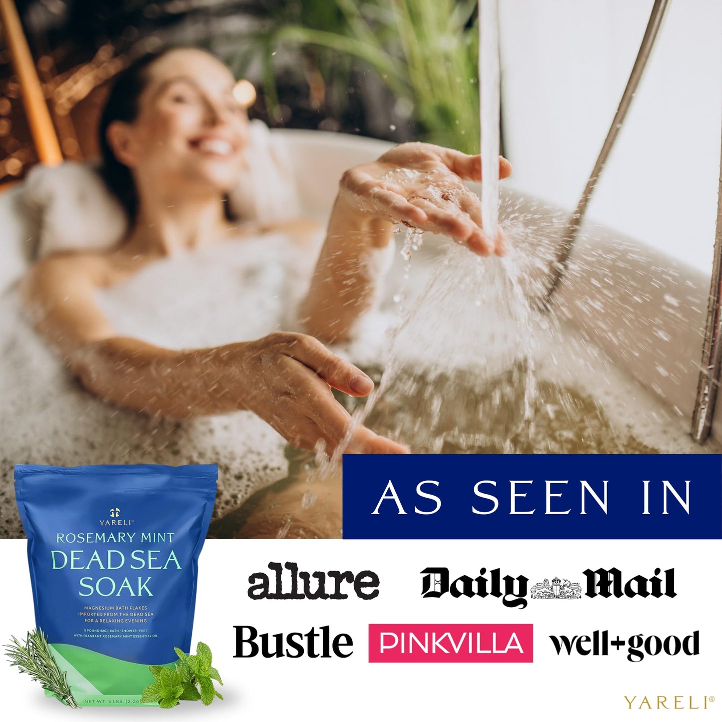 Yareli Magnesium Flakes, 15lb, Dead Sea Bath & Foot Soak, Alternative to Epsom Salt with Over 800,000mg of Magnesium Chloride Per Bag