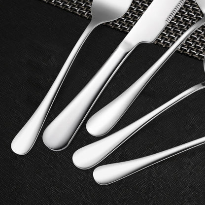 A · HOUSEWARE Serving Utensils 7 Pieces Stainless Steel Flatware include Cake Knife Server Large Spoon Spatula Big Fork Pefect For Festival Parties Buffet Catering Silverware
