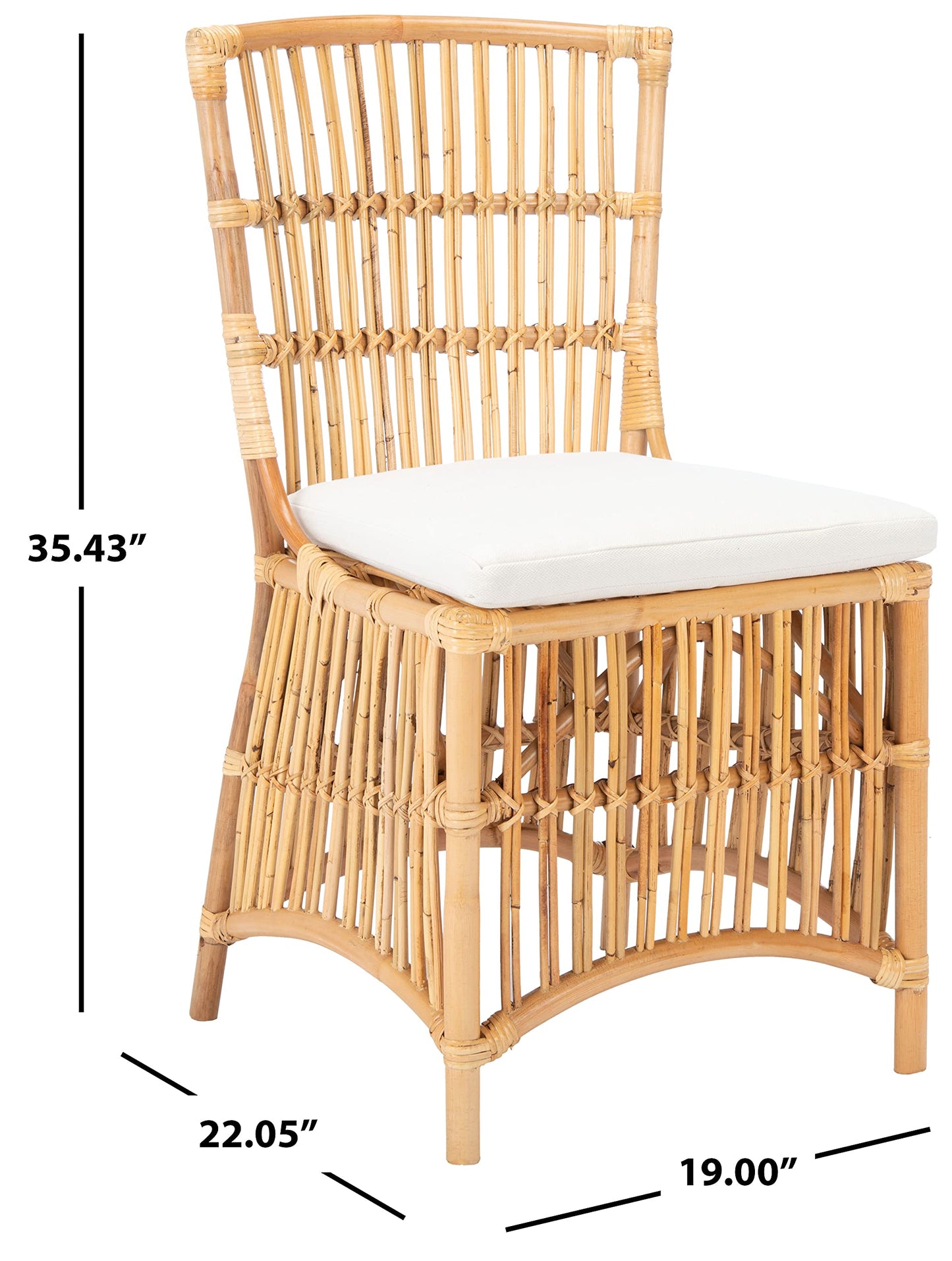 Safavieh Home Collection Erika Rattan Cushion (Set of 2) Accent Chair, Natural/White