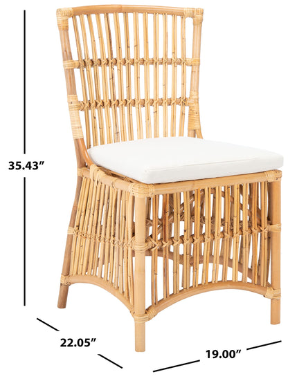 Safavieh Home Collection Erika Rattan Cushion (Set of 2) Accent Chair, Natural/White