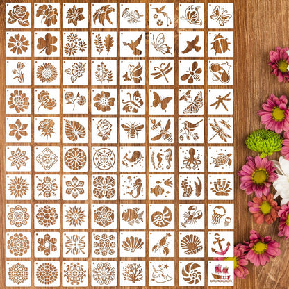 80PCS 3 Inch Plastic Small Craft Stencils - Reusable Rock & Home Decor Painting Stencils