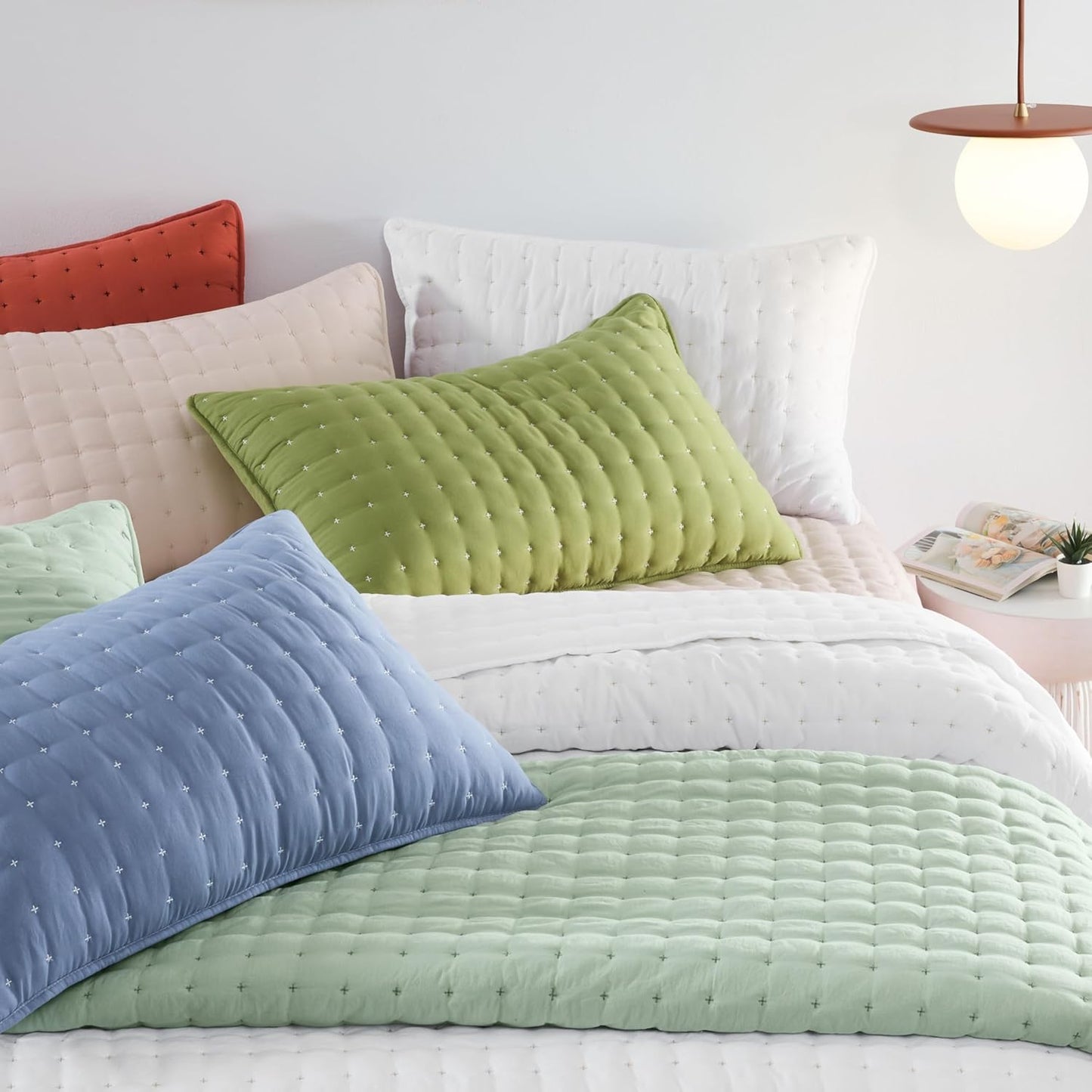 WDCOZY Sets 2 68x90 inches, Twin Quit Size Bedding with Pillow Sham, Lightweight Soft Bedspread Coverlet, Quilted