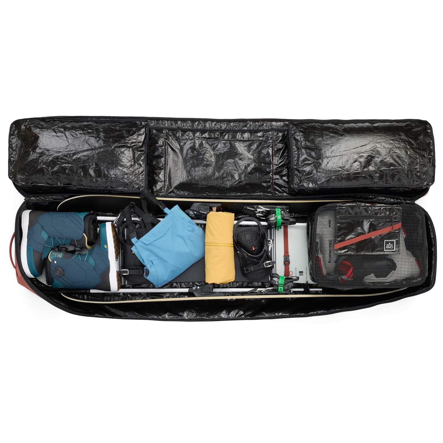 evo Deluxe Ski and Snowboard Roller Bag with Packing Cube, TSA Compliant Ski Boot Gear Bag with Wheels