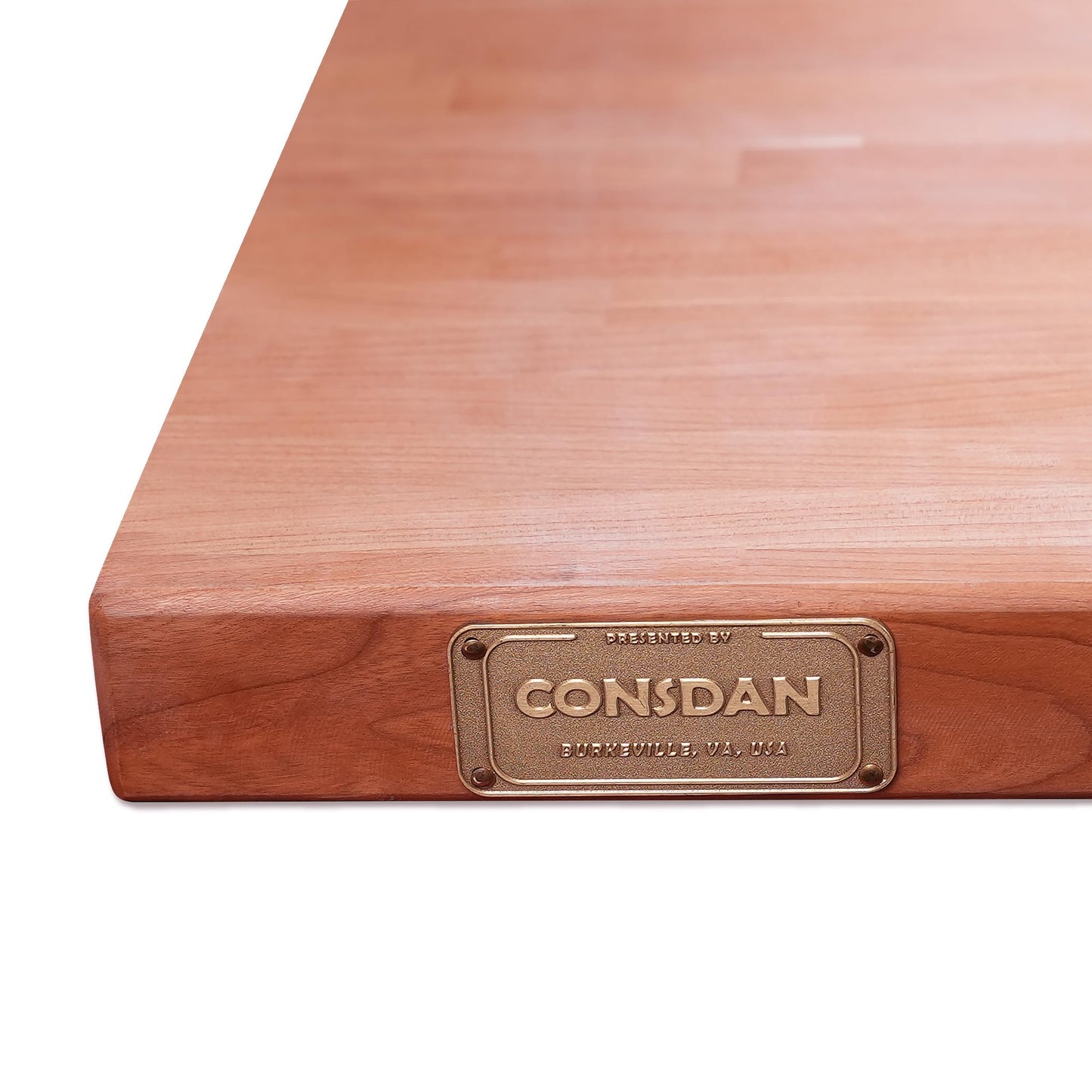 CONSDAN Butcher Block Counter Top, USA Grown Cherry Solid Hardwood Countertop, Wood Slabs for Kitchen, Reversible, Both Side Polished, Prefinished with Food-safe Oil, 1.5" Thickness, 42" L x 25" W